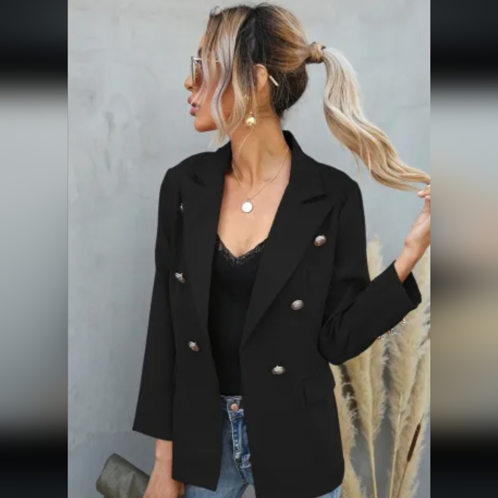 New Black double breasted blazer - Picture 3 of 16